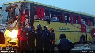 واژگونی اتوبوس زائران راهیان نور شهرستان ترکمن در محور خرم آباد بروجرد